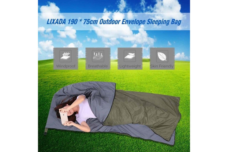 Lixada Outdoor Envelope Sleeping Bag Army Green - Standard - Set Of 1