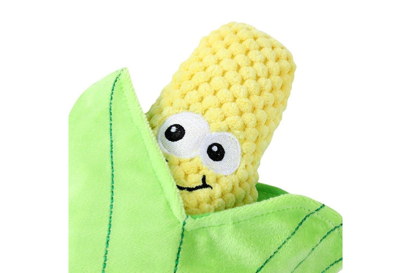 2x Paws & Claws 26cm Veggie Soft Plush Corn Cob Dog Interactive Toy w Squeaker