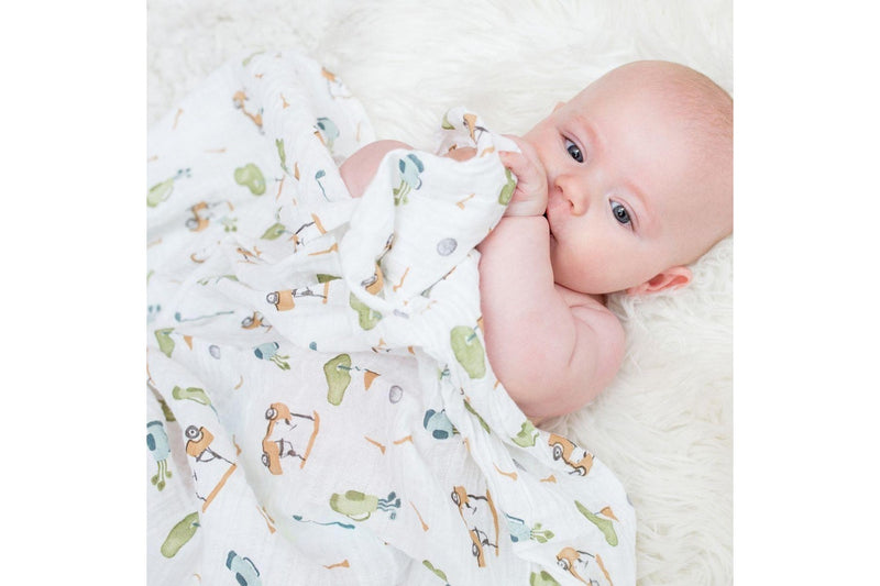 Lulujo: Muslin Cotton Swaddle - Golf