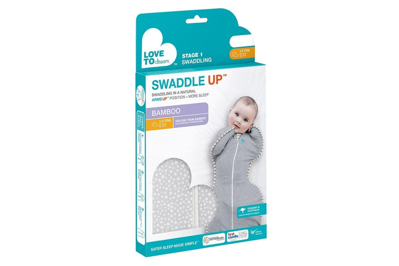 Love to Dream: Swaddle UP Bamboo 1.0 TOG - Wave Dot Grey (Newborn)