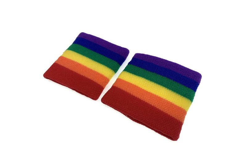 2x RAINBOW WRISTBANDS Gay Lesbian Pride LGBT Mardi Gras Party