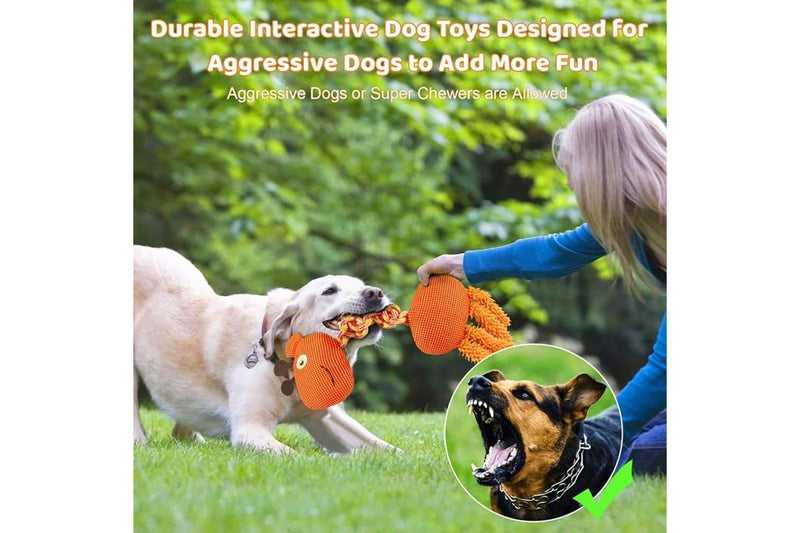 Durable Dog Rope Toy Interactive Squeaky Giraffe