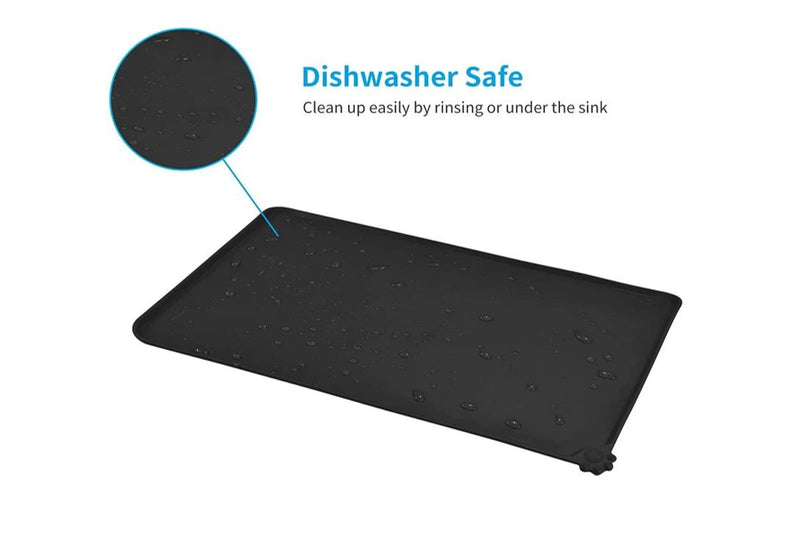 Non-Slip Waterproof Pet Feeding Mat - 54 x38cm (Black)