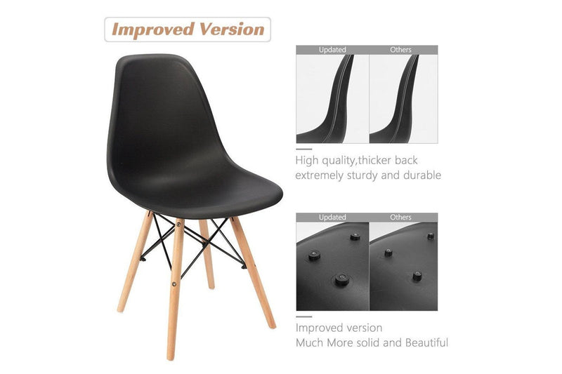 Fraser Country Set of 2 Modern Dining Chair with Beech Wooden Legs - Black