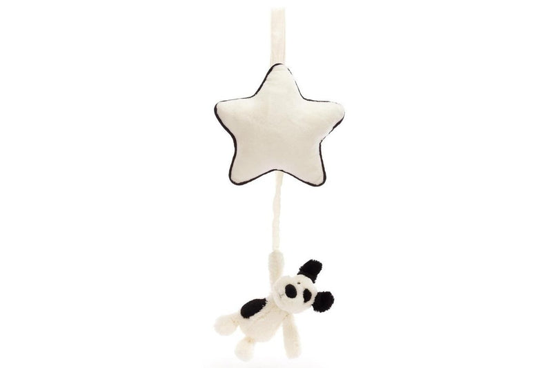 Jellycat: Bashful Puppy Musical Pull - Black and Cream