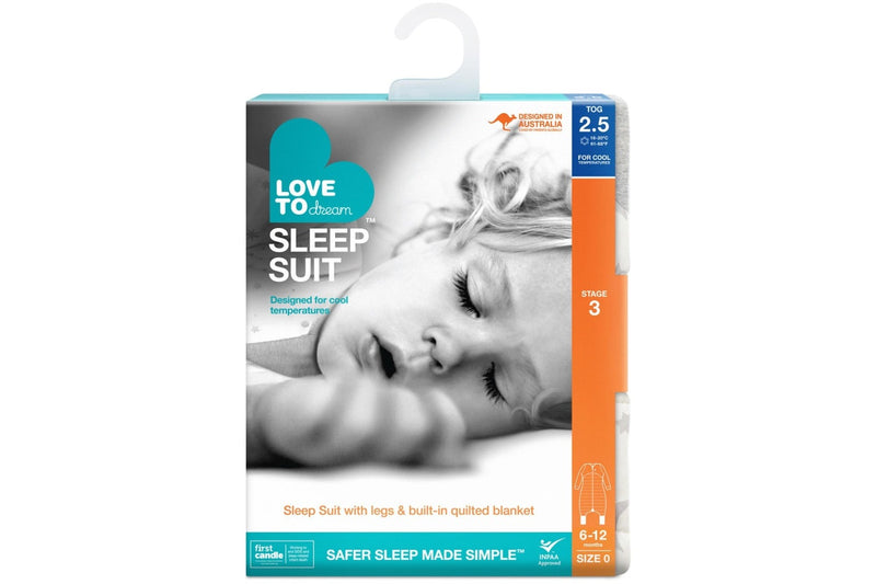 Love to Dream: Sleep Suit Cool 2.5 TOG - Moonlight White (6-12 Months)