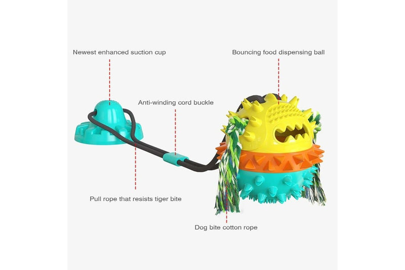 Bite-resistant Squeaker Teeth Cleaning Tug Of War Chew Suction Cup Dog Treat Ball Cotton Rope Toy