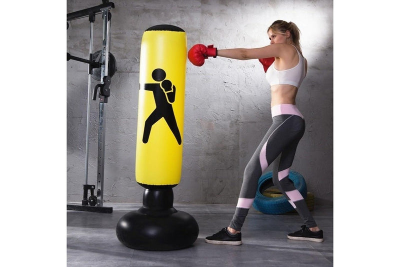 1.6M Yellow Inflatable Standing Boxing Bag Water Base Stress Punching Home Gym - Yellow - Set Of 1