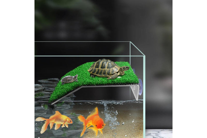 Turtle Basking Platform Simulation Grass Turtle Ramp for Fish Tank Aquarium