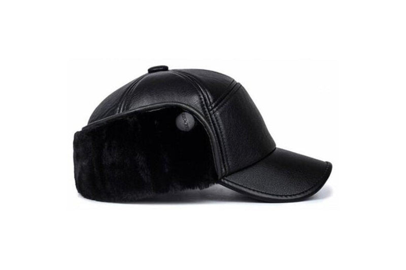 Men's Fashion Warm Bomber Hat Winter Ear Protection Baseball Cap Black - Standard