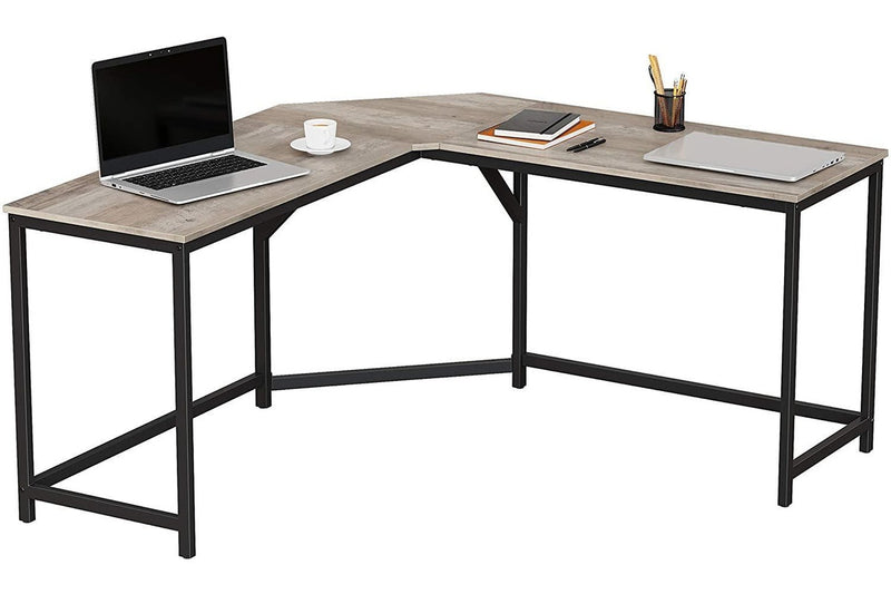 Vasagle L-Shaped Computer Desk - Greige + Black