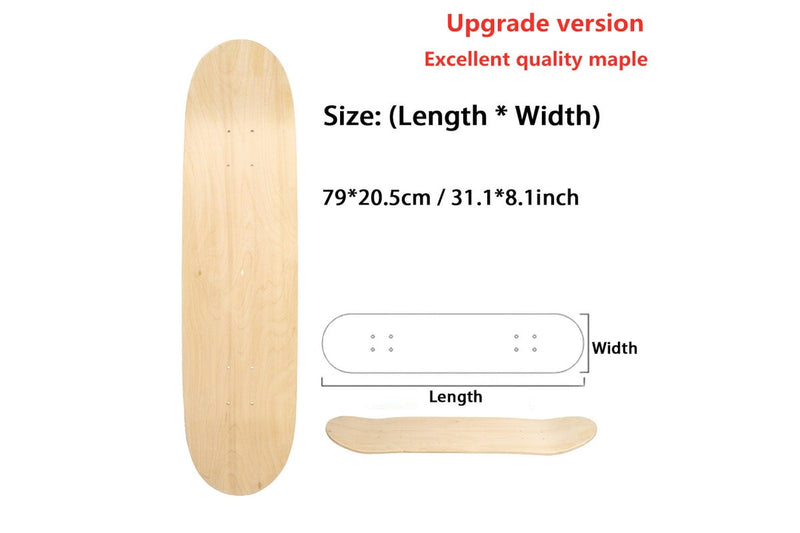 80 cm 7 Layer DIY Blank Skateboard Deck Natural Maple Wood Double Concave Plates