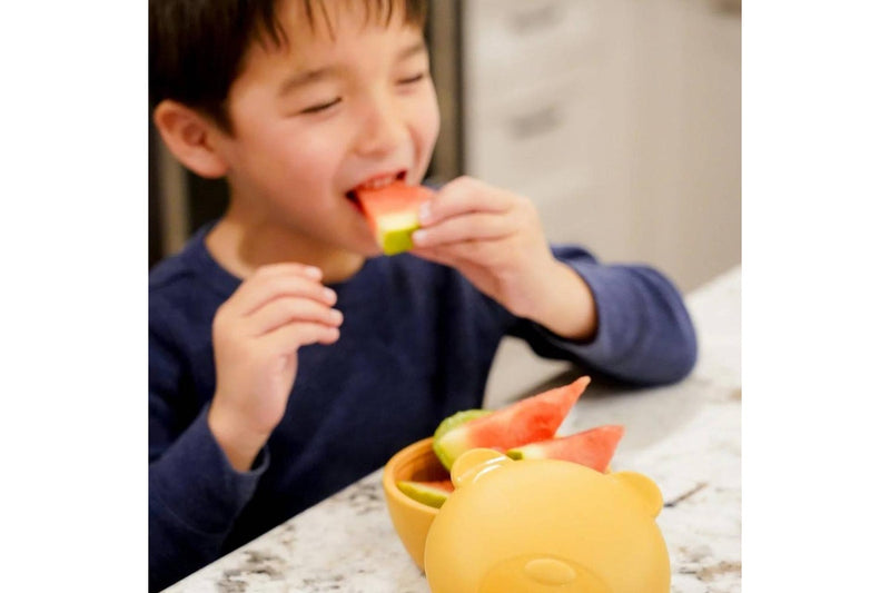 Melii: Silicone Animal Bowl with Lid & Utensils - Bear