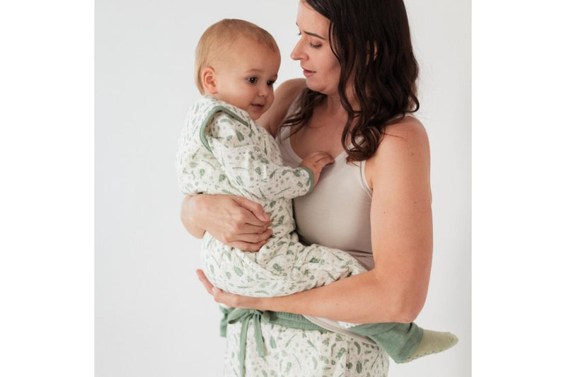 Woolbabe: Duvet Merino/Organic Cotton Sleeping Suit - Sage Bugs (2 Years)