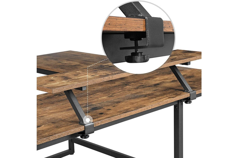 Vasagle L-Shaped Computer Desk with Monitor Stand- Rustic Brown