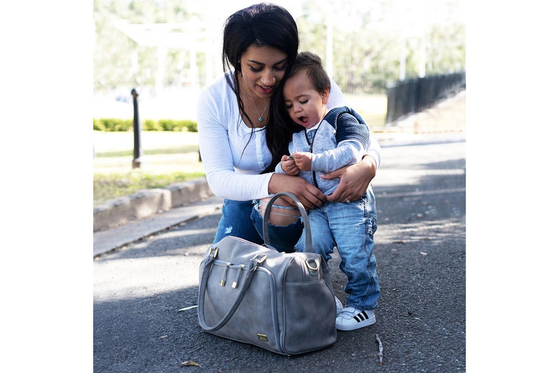 Isoki: Double Zip Satchel - Stone Grey