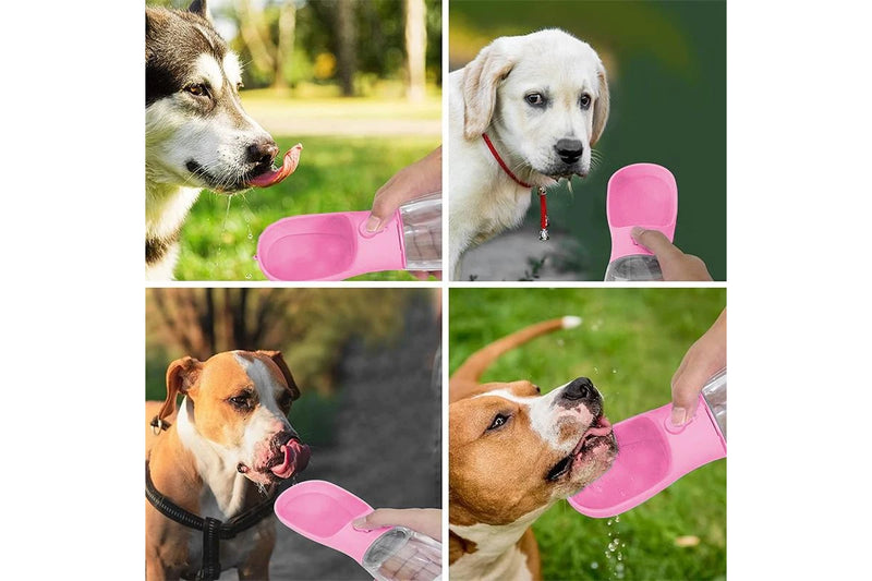 Petswol: Portable Outdoor Pet Water Bottle Feeder - Pink