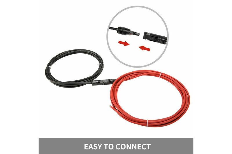 2x 5m Solar Panels Extension Cable MC4 Connector Black & Red PV Wires 4mm2