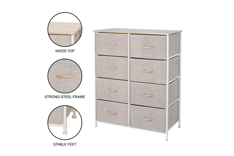 Ovela: 8 Drawer Storage Chest - Beige