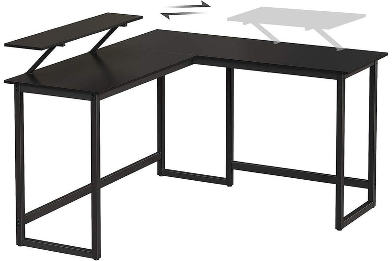 Vasagle L-Shaped Computer Desk with Monitor Stand - Black