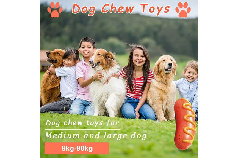 Tough Rubber Dog Chew Toy Squeaky Grilled Sausage Design