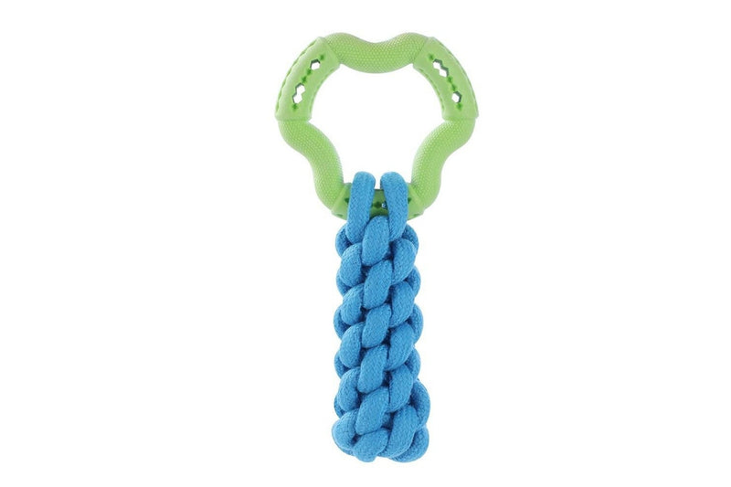 2x Paws & Claws Fetch N' Play Ring + Rope Tugger Dog Pet Toy Assorted 24x12x6cm