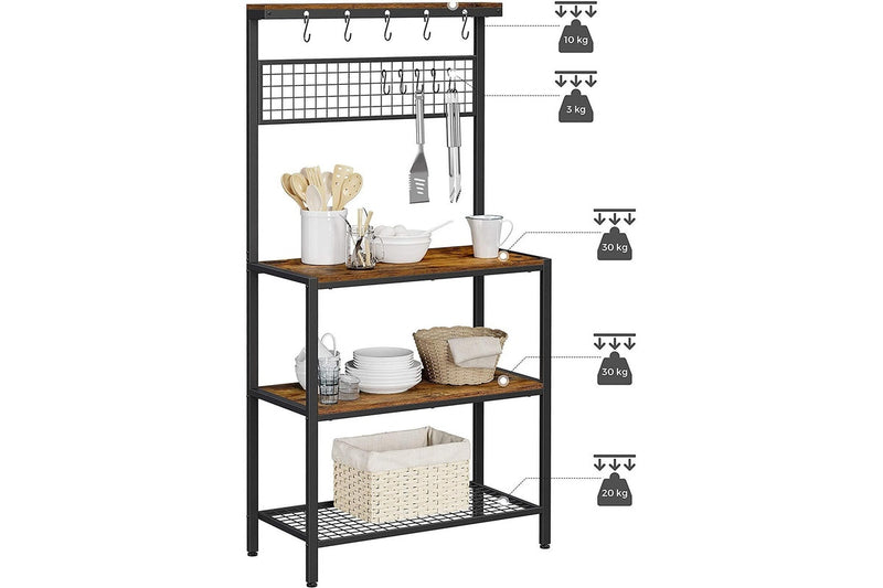 Vasagle Industrial Kitchen Baker's Rack - 3-Tier (Rustic Brown)