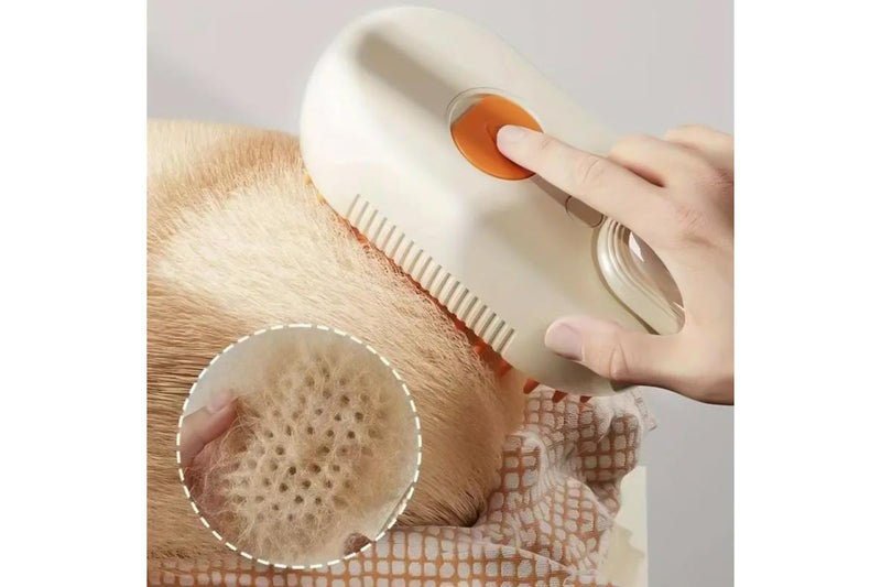 PETSWOL 3 in 1 Self Cleaning Pet Steam Brush - Beige