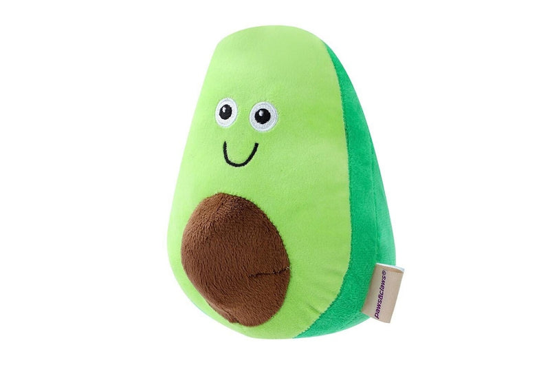 3x Paws & Claws 18cm Veggie Plush Avocado Dog Toy Interactive Fun w Squeaker GRN