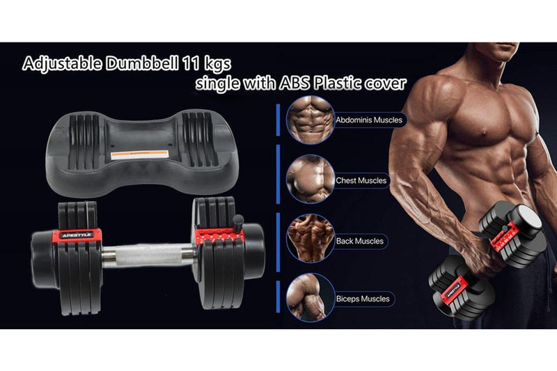 Ape Style Multi-Weight Smart Adjustable Dumbbell | 2.2 to 11kg (24lbs)