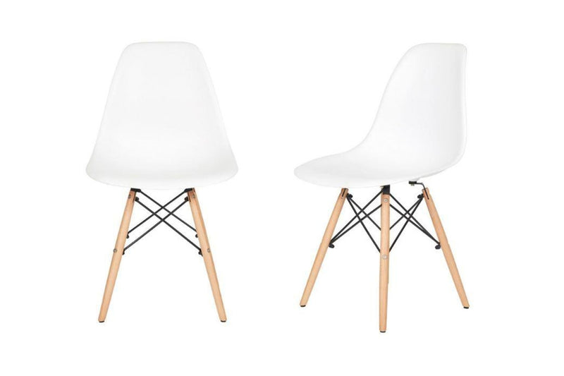 Fraser Country Set of 2 Modern Dining Chair with Beech Wooden Legs - White