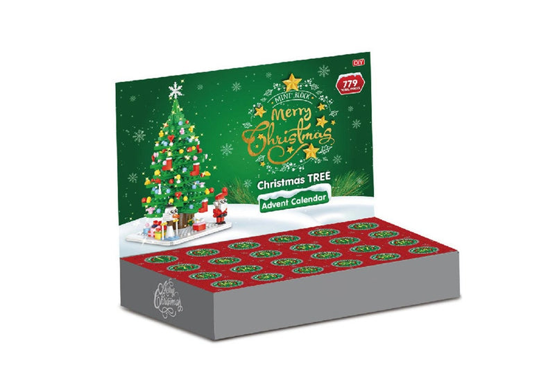 2024 Advent Calendar Christmas Tree Building Set with LED Light String Xmas Countdown Calendar