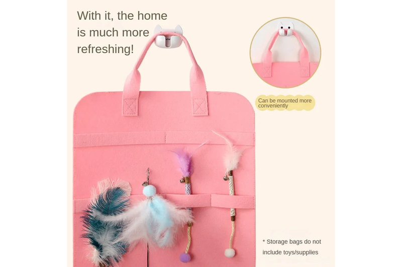 Pet Storage Bag Cat Toy For Stick Toys Catnip Dog Comb Interactive Organizer Products - Pink