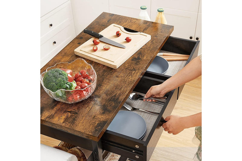 Vasagle Kitchen Island On Wheels - Rustic Brown / Black