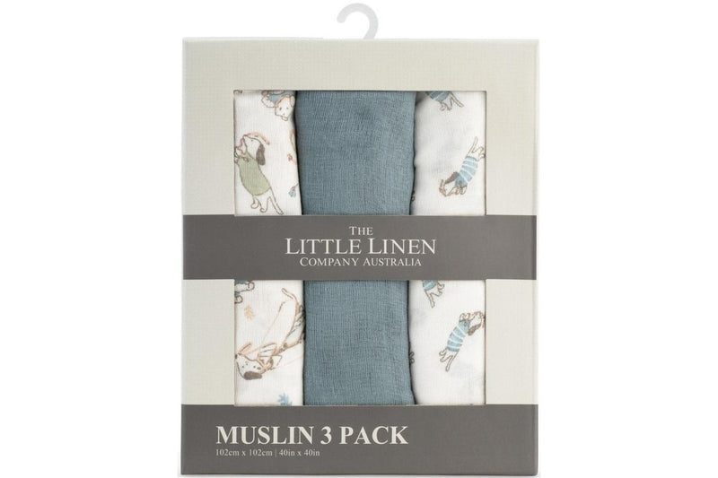 Little Linen: Muslin Wrap - Barklife Dog (3 Pack)