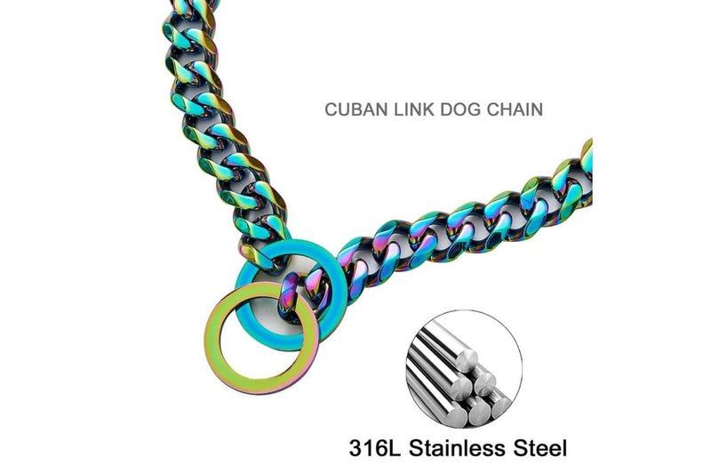 15mm Strong Heavy Duty Thick Wide Stainless Steel Multicolour Dog Chain Collar