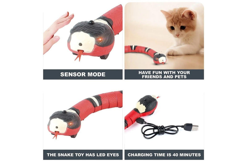 Interactive Smart Cat Toy With Usb Rechargeable Snake Teaser