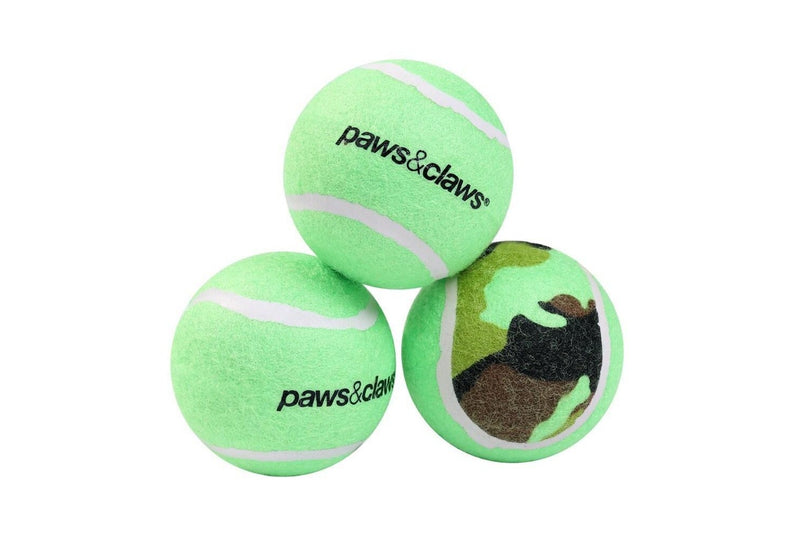 12PK Paws & Claws 6cm Tennis Balls Camo Dog Toy Interactive Fun Toys Play Assort