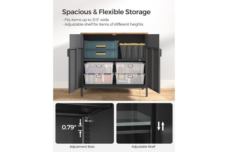Vasagle SONGMICS Multipurpose Floor Standing Storage Sideboard - Rustic Brown & Black