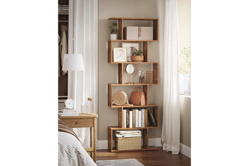 Vasagle Freestanding Decorative Wooden Bookcase - Rustic Brown