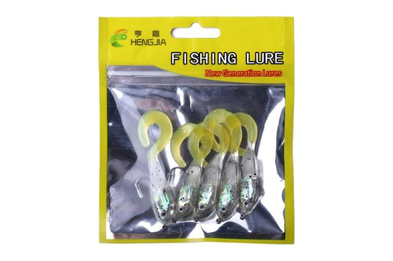 5 Piece 6cm/5g Soft Lead Fish Curl Tail Bait With Hook