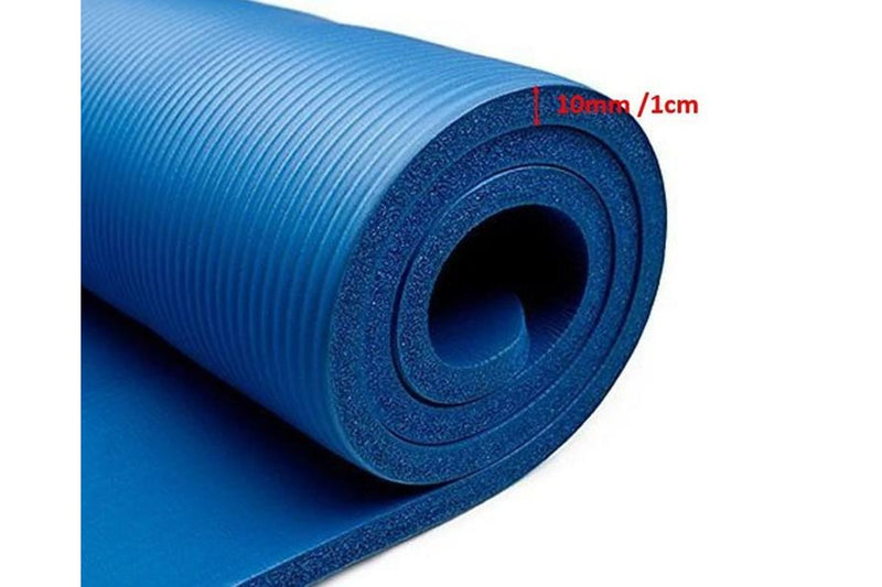 10mm BLUE Yoga Mat Extra Thick Gym Mat Fitness Excise Rubber Mat