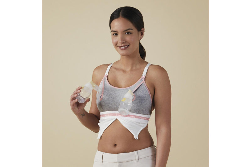 Bravado Designs: Clip and Pump Nursing Bra - Dove Heather W/Dusted Peony (Medium)