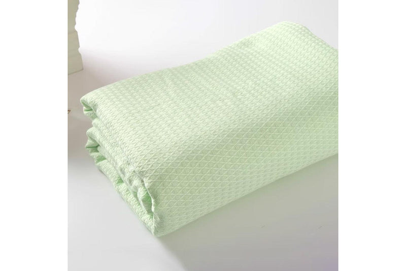 Breathable Summer Blanket Waffle Throw Blanket Air Conditioning Blanket Light Green