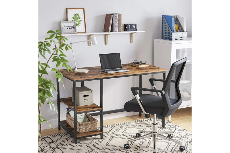 Vasagle 47" Computer Desk with 2 Shelves - Rustic Brown