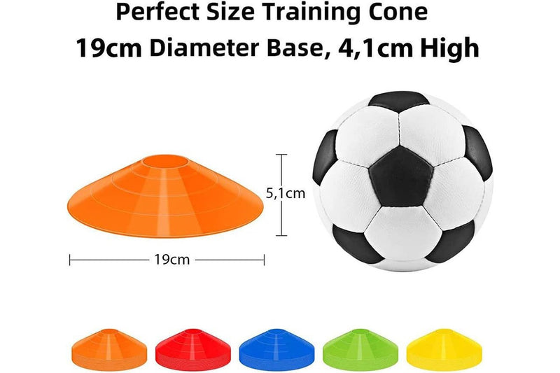 50 Soccer Cones with Carry Bag & Holder for Training