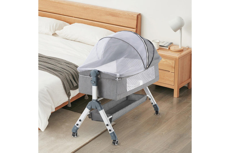 PlayPals Baby Cot Crib Bed Portable Bassinet Bedside Sleeper Adjustable Height