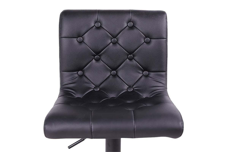 Adjustable Finest Black PU Leatherette Button Bar Stool- Set of 2