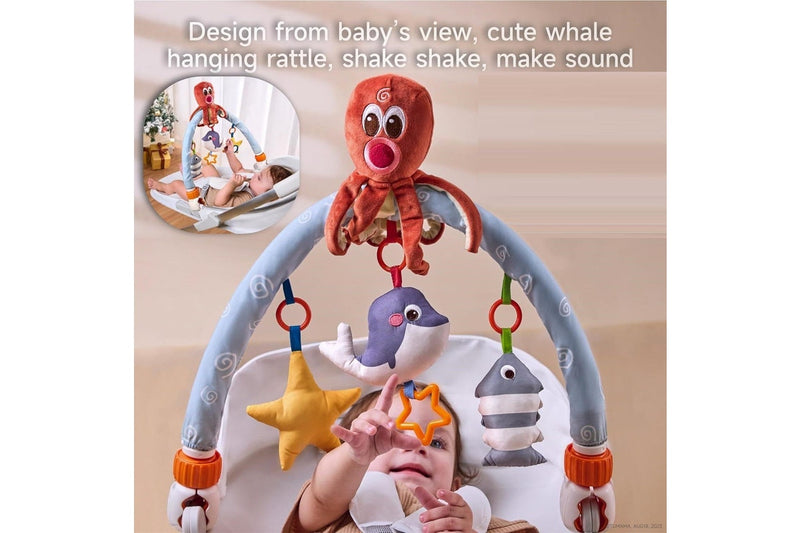 Baby Car Seat Toys Newborn Infant Hanging Music Octopus Rattle Mirror