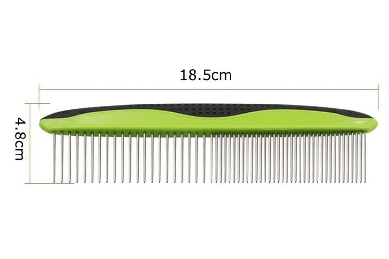 PETSWOL Pet Comb with Rounded and Smooth Stainless Steel Ends - Green